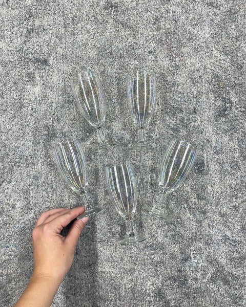 Iridescent Fluted Champagne Flutes, Set of 5