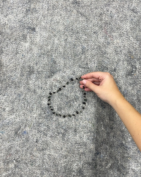 Black Beaded Necklace, 12 in