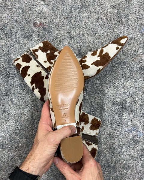 Thursday Boot Co. Brown-and-white Cow Print Ankle booties, Size US 9W