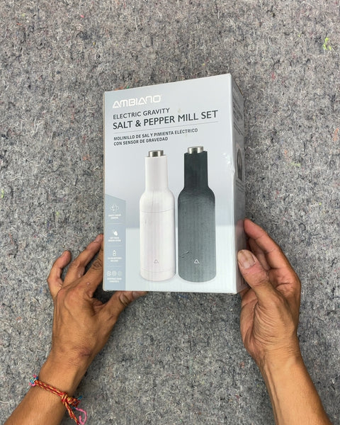 Ambiano Electric Gravity Salt & Pepper Mill Set