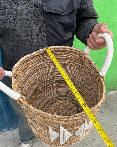 Pretty Woven Basket with Handles, W13"