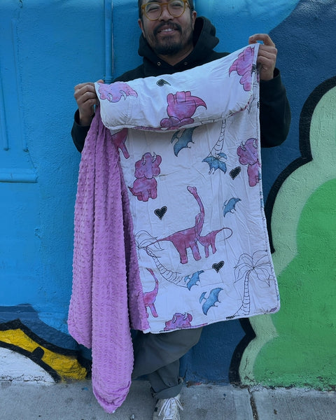 Dinosaur Print Roll-up Nap Mat with Blanket