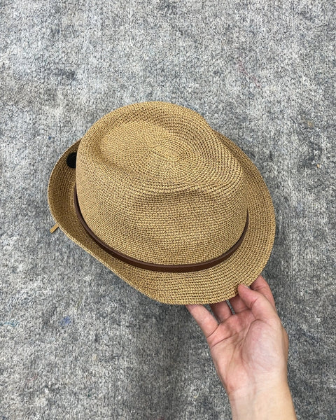New Banana Republic Straw Fedora Hat, Sz S/M