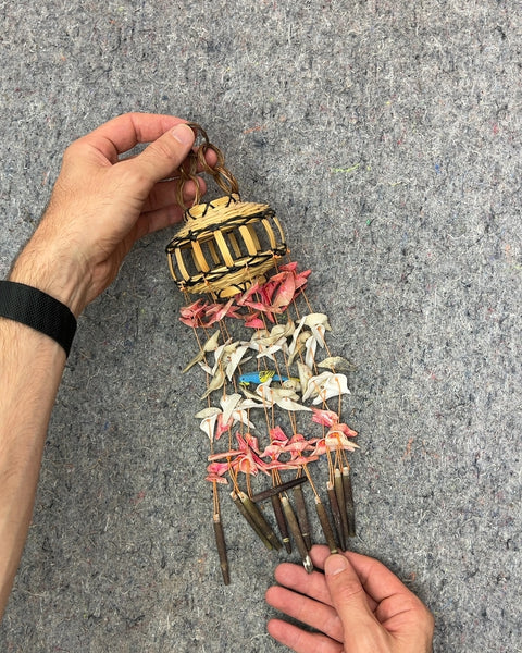 Super Pretty Woven Basket Wind Chime with Lil' Birds