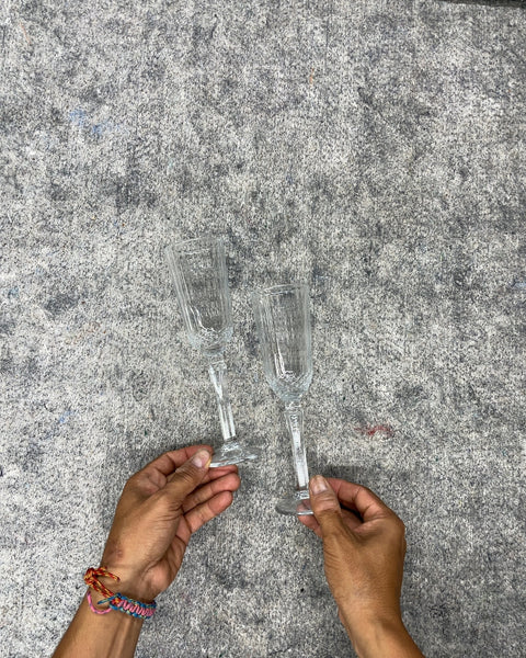 Clear Pressed Glass Champagne Flutes