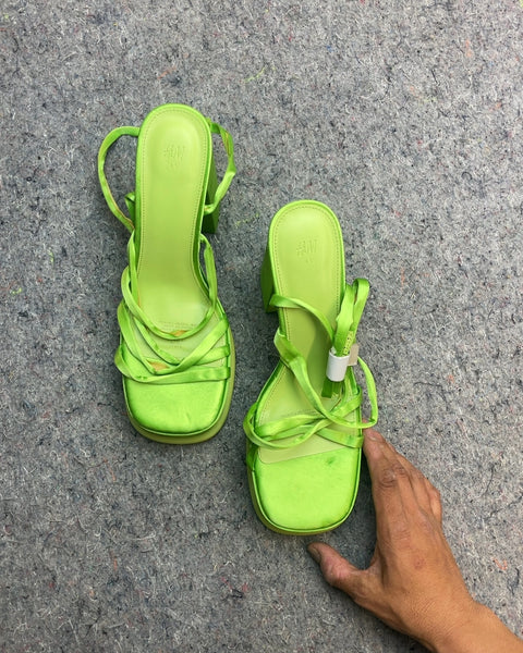 Brand New H&M Green Platform Heeled Sandals, Size US 10W or EU 41