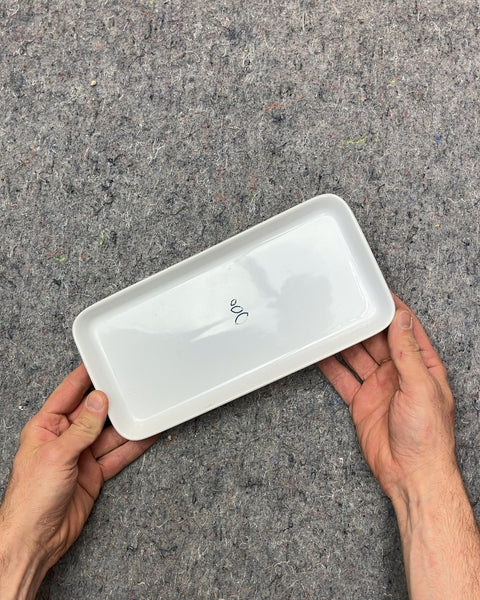 Grove White Ceramic Rectangular Bathroom Tray