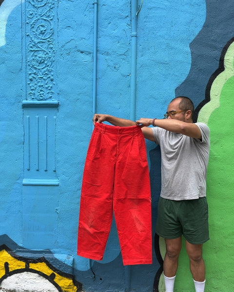 Marni x Uniqlo Red Baggy Corduroy Pants, Size S or Waist 26-27