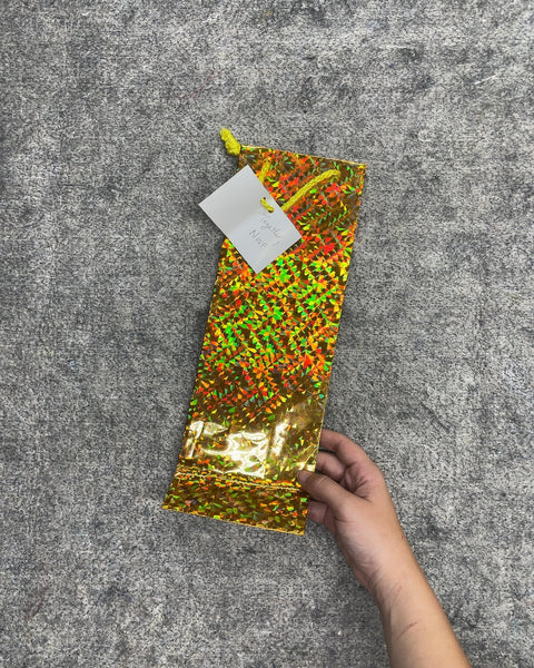 Holographic Gold Foil Wine Gift Bag