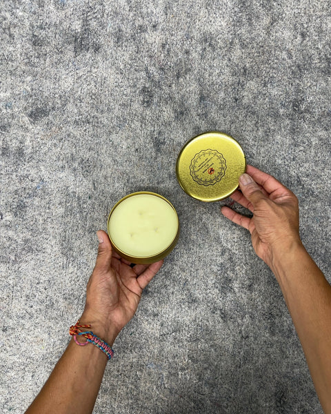 Citronella Soy Wax 3-Wick Candle in Gold Tin, 13.5 oz