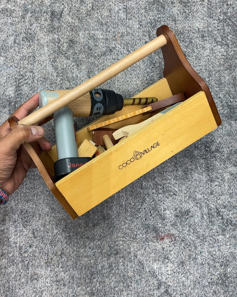 Coco Village & Janood Wooden Toy Tool Box with Tools
