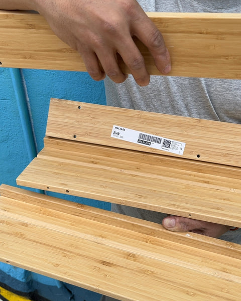 Two IKEA MÅLERÅS Bamboo Picture Ledges With Screws, 22"