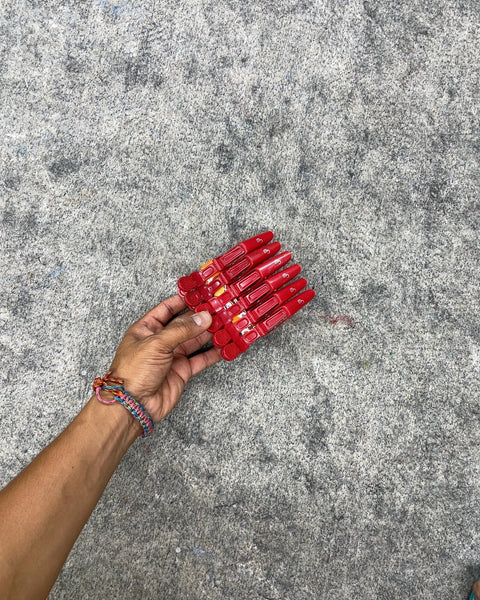 Red Alligator Hair Sectioning Clips, Set of 6