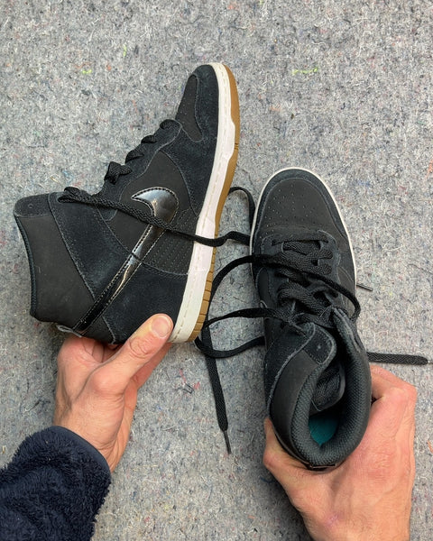 Nike Black Suede High Top Sneakers, Size US 7.5W or EU 38.5