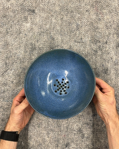 Sexy Blue Ceramic Berry Bowl, 9"