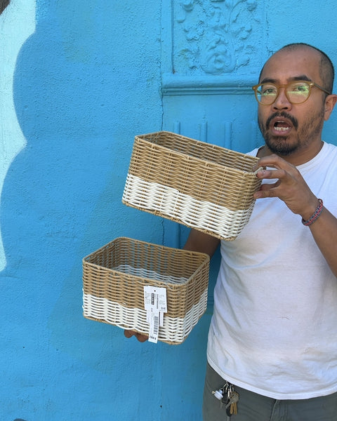 Two Tone Woven Storage Baskets