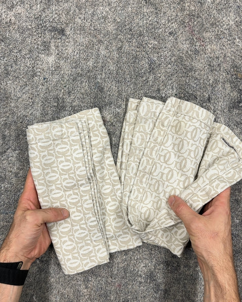 Two Williams Sonoma Monogrammed Fabric Napkins