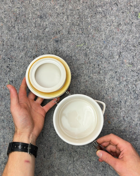 White Ceramic Clamp Top Canister 5"