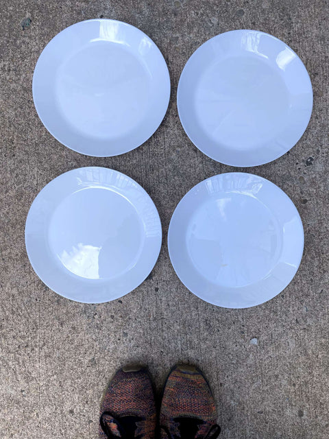 4 Classic White Dinner Plates