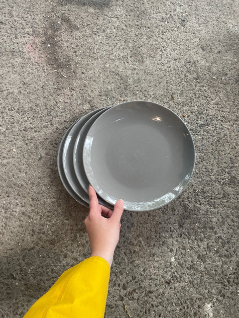4 Gray Dinner Plates
