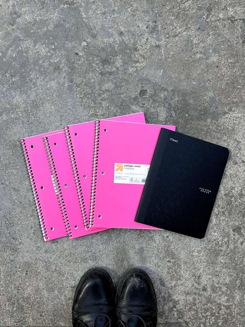 4 Pink Rules Notebooks And One Black