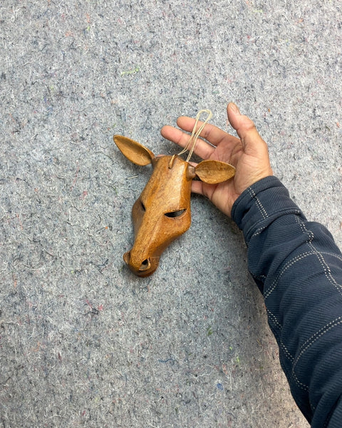 Carved Wooden Animal Head Wall Decor