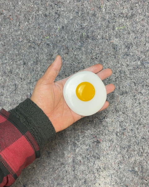 Glass Fried Egg Ceramic Paperweight