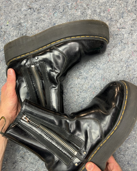 Dr. Martens Black Leather Platform Boots, Size US 11W or EU 43