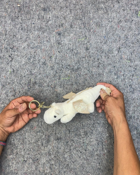 White Dragon Plush Keychain