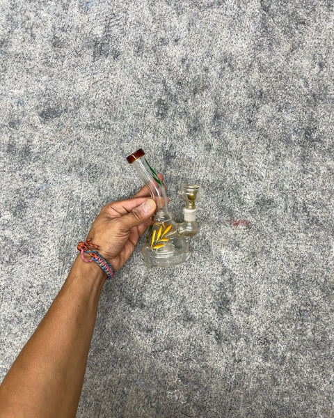 Mini Clear Glass Water Pipe with Botanical Design