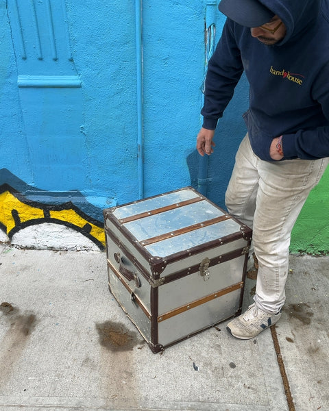 Vintage Metal and Wood Trunk That Needs A Lil' Love, 18x18x18"