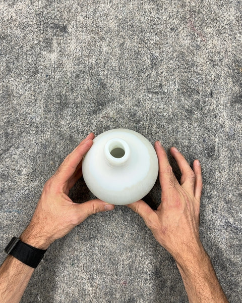 CB2 White Glass Bud Vase, H7"