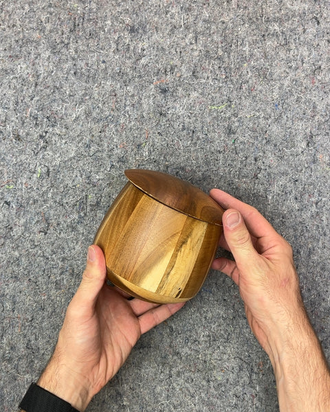 Wooden Bowl with Lid That Looks A Bit Like A Mushroom That Could Be Perfect For Your Salt