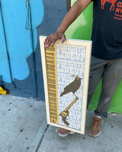 Framed Tonight's Lineup Poster with Bird and Gun, 14x34"
