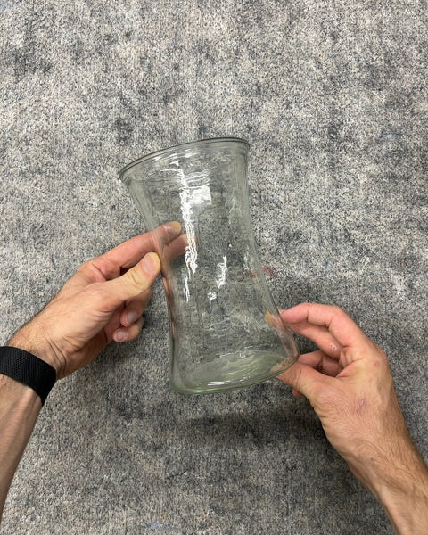 Hammered Clear Glass Hourglass Vase, H8"
