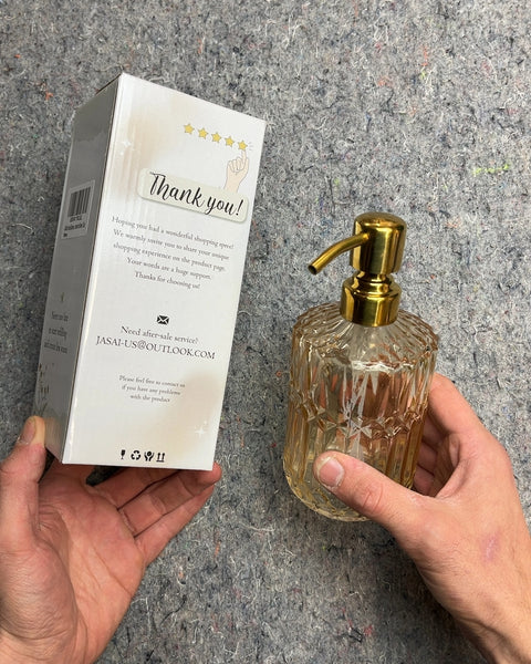 Jasai Glass Soap Dispenser with Gold Pump