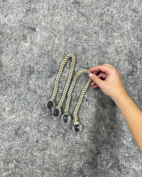 Gold Rope Curtain Tie Backs with Crystal Orbs