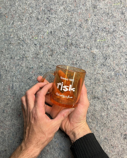 Orange Glass Mug with Clock Design Branded Fisk