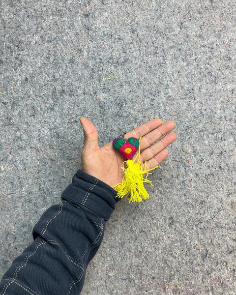 Felt Heart Keychain with Yellow Tassel