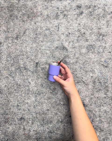 Mini Stainless Steel Tumbler Shot Glass with Straw, Purple
