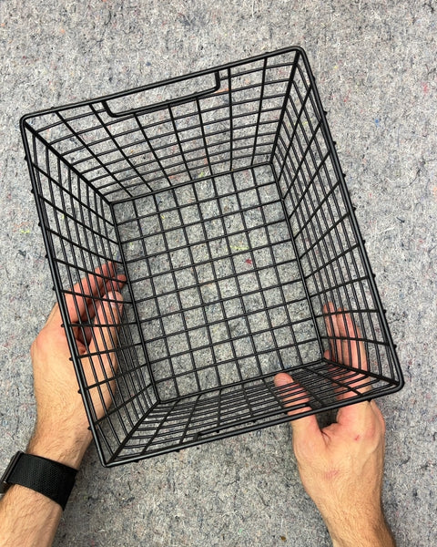 Black Metal Wire Storage Basket, L10xW8xH8"