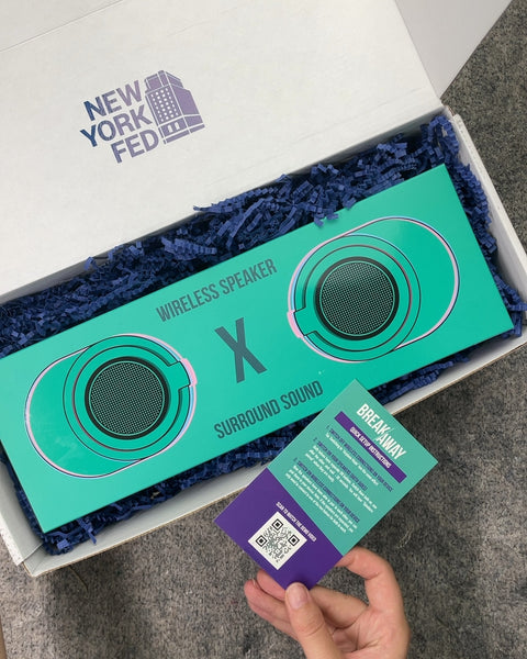 New Breakaway Wireless Surround Sound Speakers, NY Fed Branded