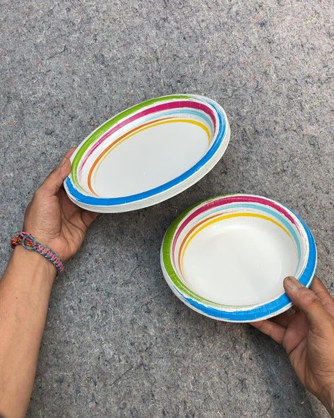Paper Plates with Colorful Stripes