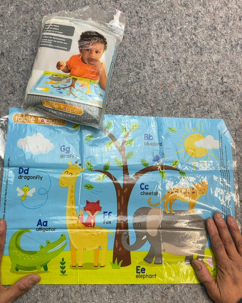 Disposable Table Topper with Animal Alphabet Design