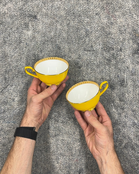 Two Teavana Noble Poppy Yellow Teacups