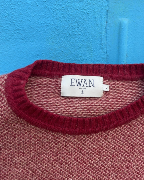 Ewan Red Textured Knit Crewneck Sweater, Size XL