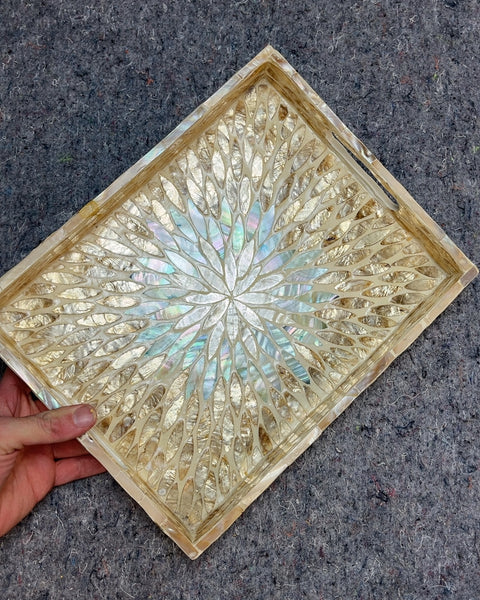 Decorative Tray Iridescent Inlay, 10x12"