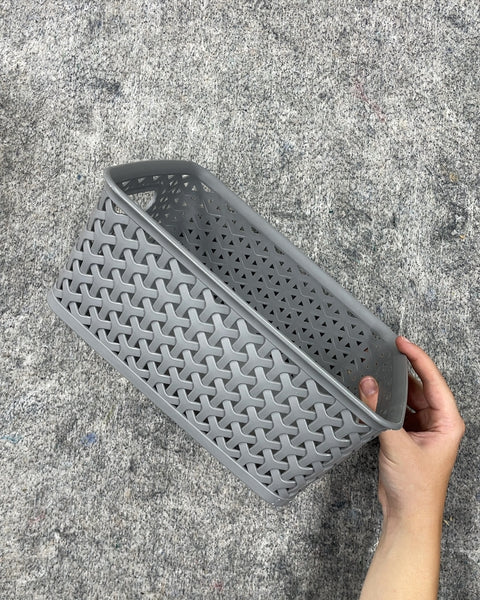 Gray Plastic Storage Basket