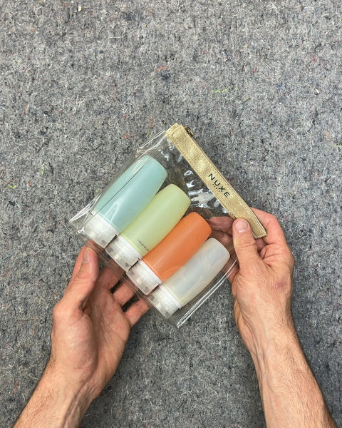 Nuxe Travel Toiletry Bottles with Clear Pouch