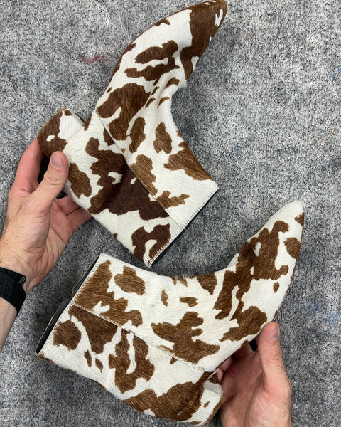 Thursday Boot Co. Brown-and-white Cow Print Ankle booties, Size US 9W